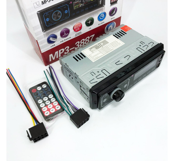 Автомагнитола MP3 3887 ISO 1DIN сенсорный дисплей LED/LCD, Автомобильная магнитола 1din штатная