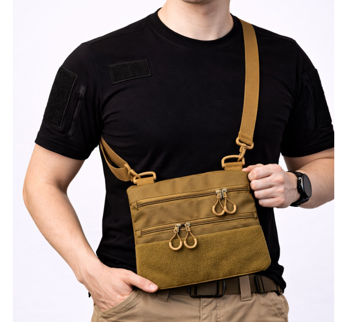 Тактична сумка через плече з панеллю для патчів Cordura койот