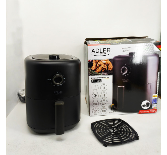 Аэрофритюрница аэрогриль Adler AD 6310 2200Вт 3 литра съемная решетка автоматическое отключение