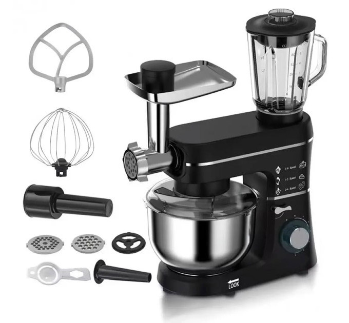 Кухонний комбайн Domotec MS-6676B 5в1 10л 1400Вт міксер/м'ясорубка, стаціонарний планетарний тістоміс