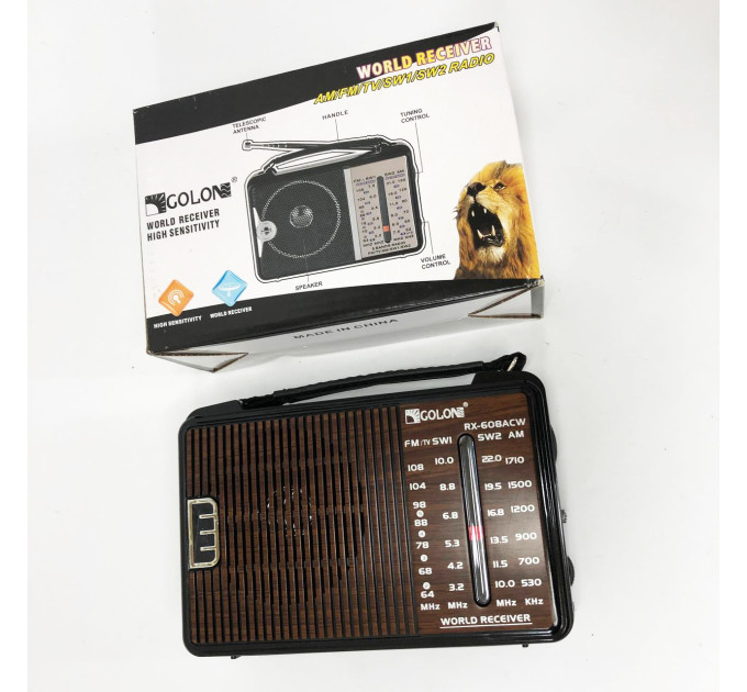 Радіоприймач GOLON RX-608 всехвильовий на батарейках + підтримка USB/microSD/MP3/WMA