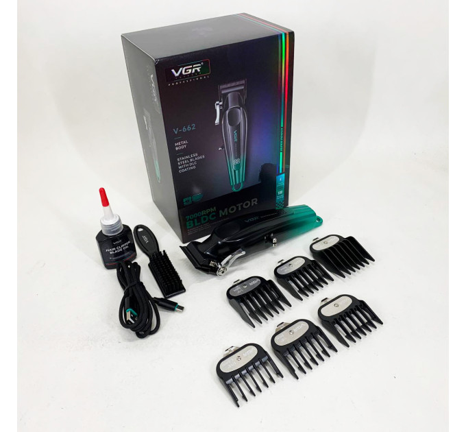 Аккумуляторная машинка для стрижки VGR V-662. Цвет: зеленый