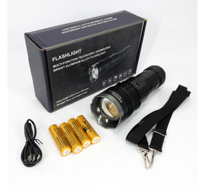 Ручной фонарь Police AK138 WHITE LASER LED PM60-TG с зарядкой USB, работающий от 4х18650 аккумуляторов