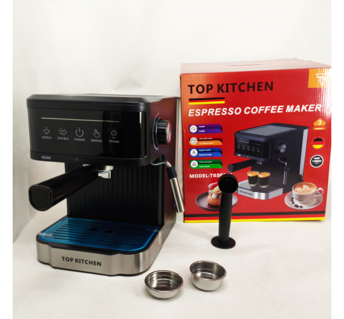 Кавоварка еспресо Top Kitchen TK00216 1500Вт 15 бар 1.8л з капучинатором, підігрівом чашок