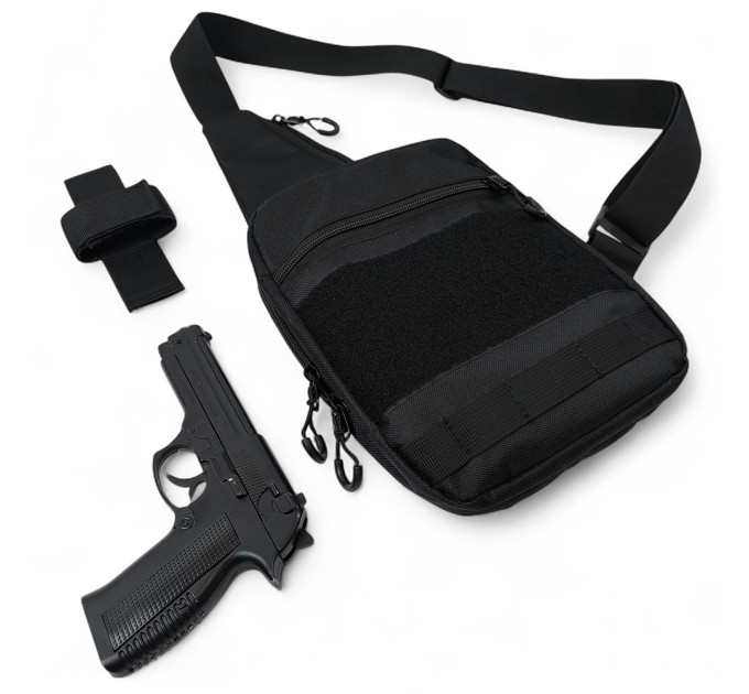Тактична сумка на плече з кобурою, система MOLLE, патч-панель, Cordura