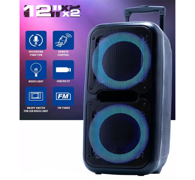 Акустическая переносная колонка ZXX-7575 300 Вт аккумуляторная с микрофонами 80х39х33 см