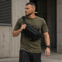 Тактична сумка-бананка через плече чорна з Cordura 1000D, поясна чоловіча сумка з VELCRO та карабіном
