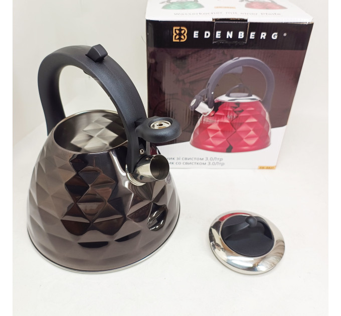 Чайник із свистком Edenberg EB-8821 з турбо індукційним дном 3л Black