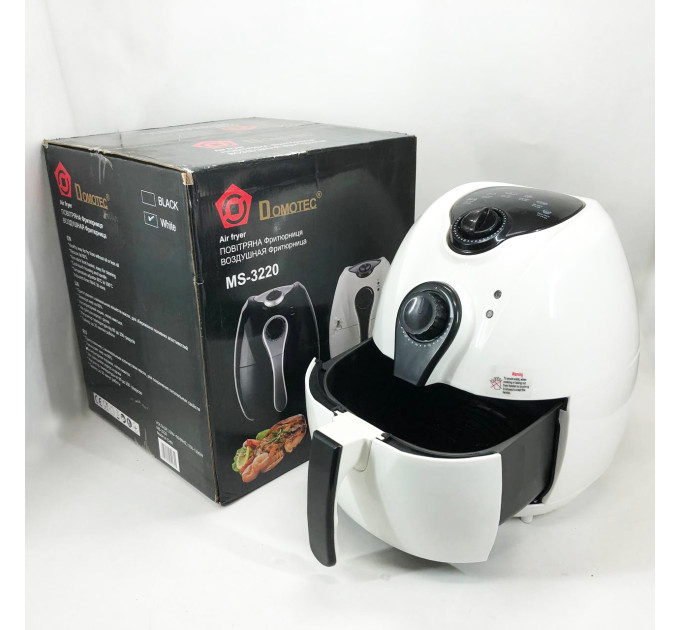 Аерофритниця Мультипіч Аерогриль Domotec MS-3220 1300Вт 4.5л Безмасляна з Таймером White