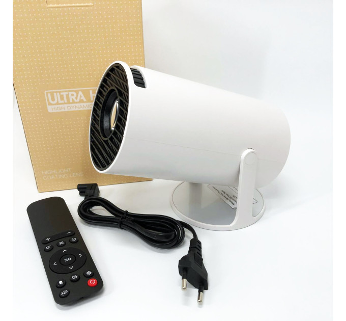 LED Проектор для дома портативный Смарт с WiFi, Bluetooth, Android 11, белый, 1280х720р