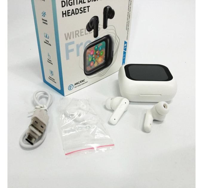 Наушники беспроводные LX-10 TWS Earbuds с LED дисплеем, Блютуз гарнитуры, Вакуумные наушники. Цвет: белый