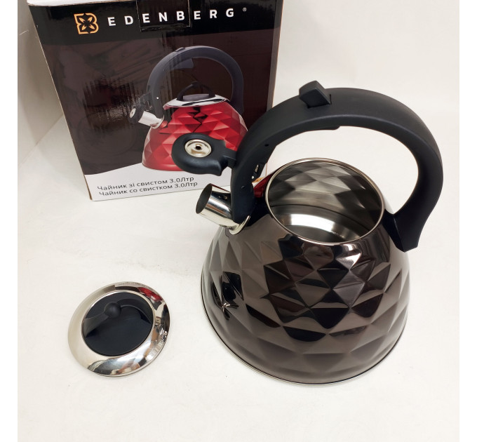 Чайник із свистком Edenberg EB-8821 з турбо індукційним дном 3л Black
