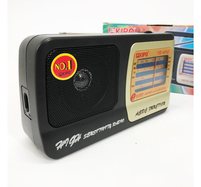 Радиоприёмник KIPO KB-408 AC мощный радио FM c usb питание от батарейки R20 или от сети
