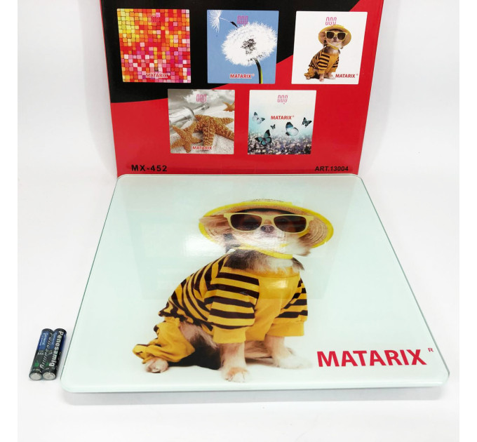 Весы напольные MATARIX MX-452 180 кг, Весы напольные для измерения массы тела электронные, собака