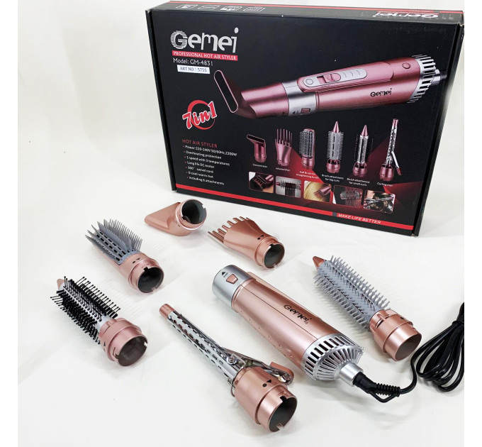 Щипці фен для волосся мультистайлер GEMEI GM-4831 7в1, класичний фен для волосся потужний для волосся