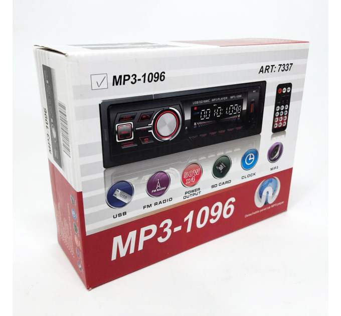 Автомагнитола MP3-1096 BT ISO со съемной панелью 4х50W, Магнитофон для машины авто автомобиля
