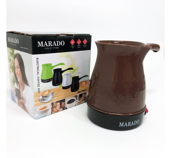 Электрическая турка для кофе Marado MA-1625, Бытовая турка, Бюджетная турка. Цвет: коричневый