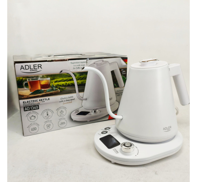 Електрочайник Adler AD 1349 1Л 900Вт Gooseneck з точним контролем температури White