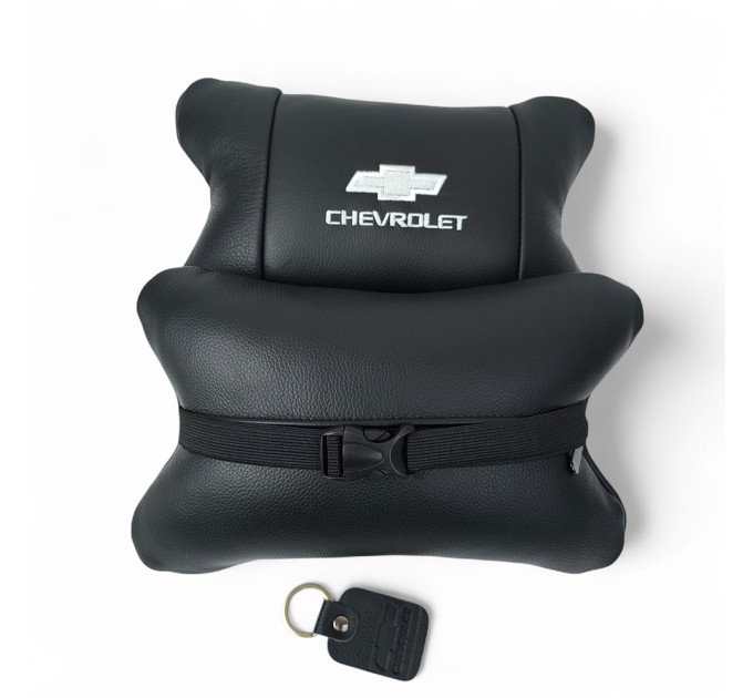 Автомобильные подушки Chevrolet из натуральной итальянской кожи + кожаный брелок в подарок