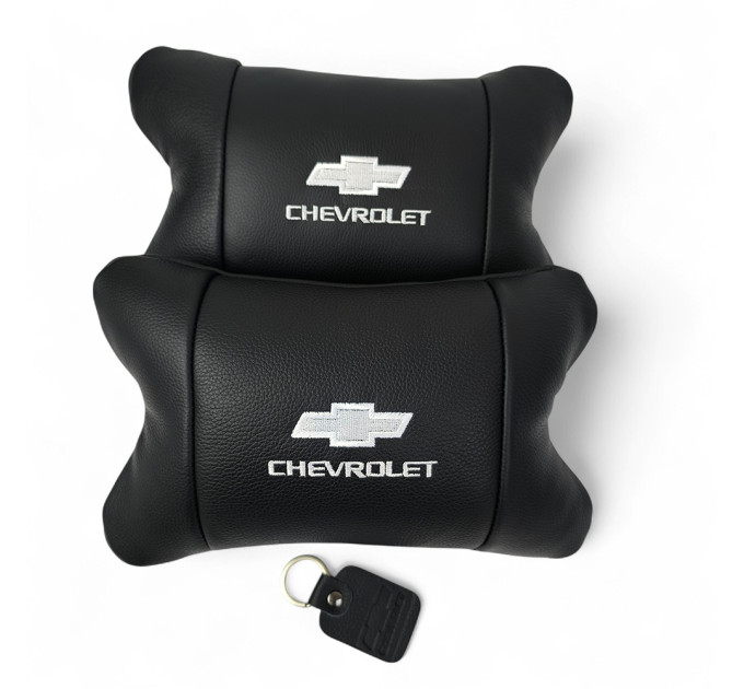 Автомобильные подушки Chevrolet из натуральной итальянской кожи + кожаный брелок в подарок