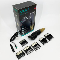 Машинка для стрижки волосся акумуляторна Professional Turbo з різними насадками VGR V-003. Колір: жовтий