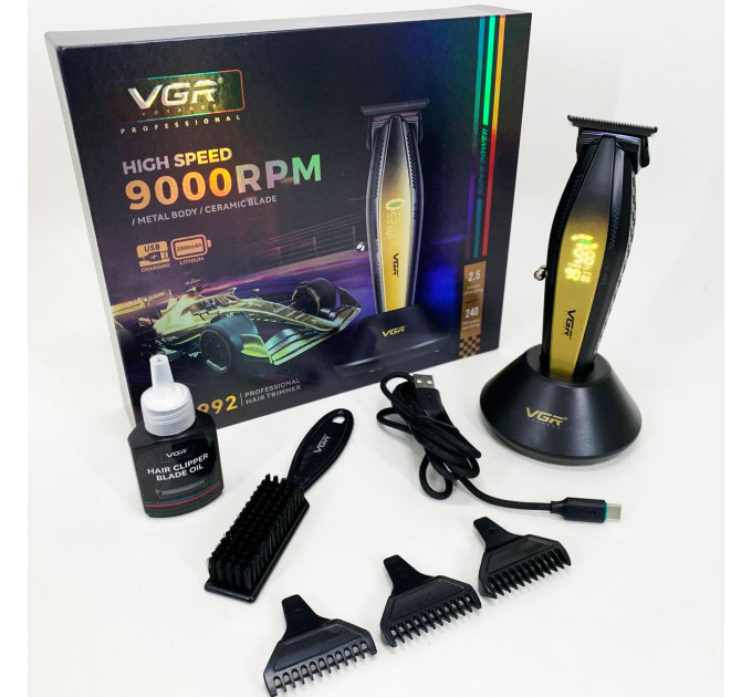 Машинка для стрижки волосся з потужним мотором XPRO VGR V-992 GOLD з насадками 1-2-3 мм