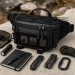 Тактична сумка-бананка через плече чорна з Cordura 1000D, поясна чоловіча сумка з VELCRO та карабіном