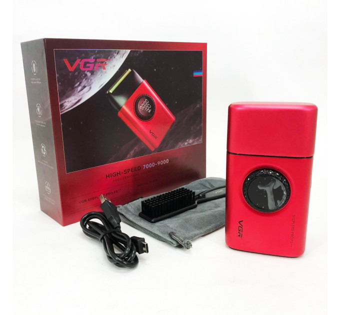 Электробритва VGR V-377 RED шейвер, Электрическая аккумуляторная бритва для бритья, шейвер мужской