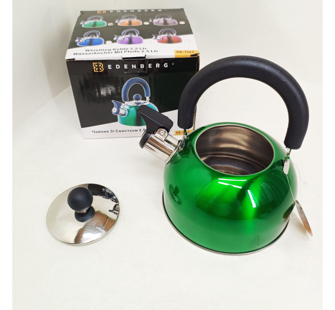 Чайник Edenberg EB-1346 із нержавіючої сталі зі свистком 2.5л Green