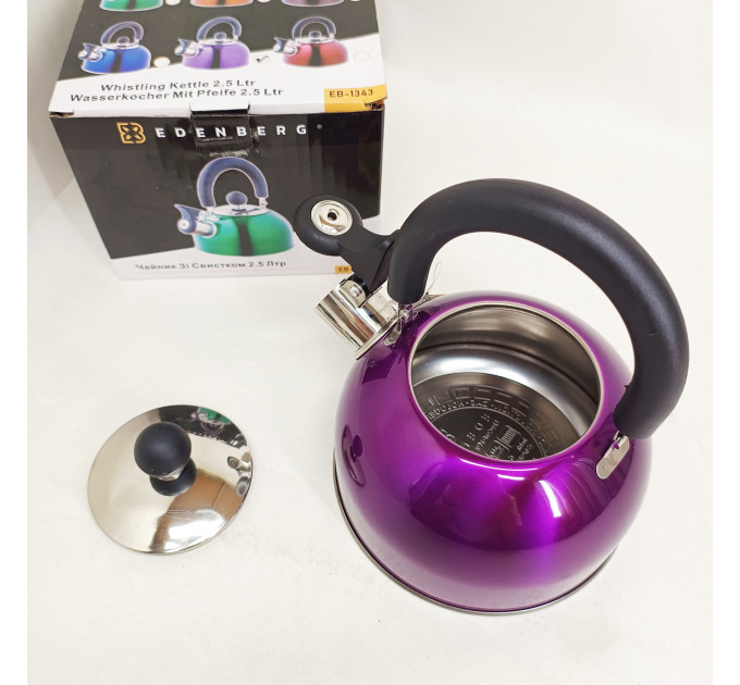 Чайник Edenberg EB-1346 із нержавіючої сталі зі свистком 2.5л Purple