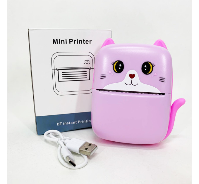 Портативный детский термопринтер с Bluetooth A8 Cat мини принтер для телефона Pink