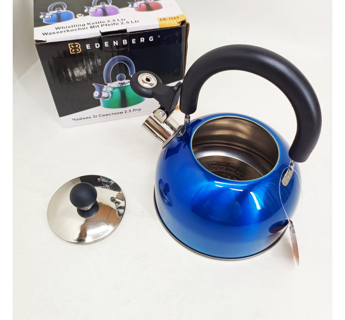 Чайник Edenberg EB-1346 із нержавіючої сталі зі свистком 2.5л Blue