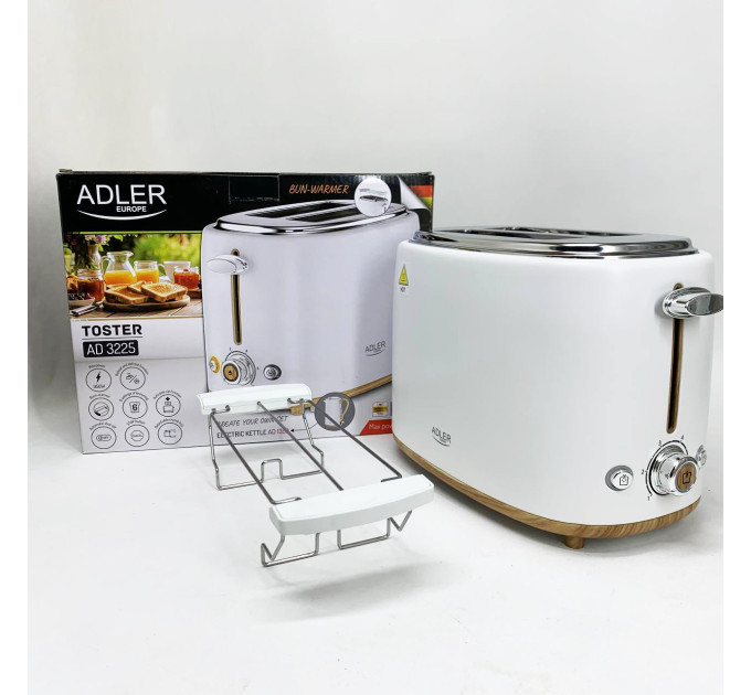 Тостер з решіткою для булочок Adler AD 3225, 6 рівнів обсмажування 950Вт