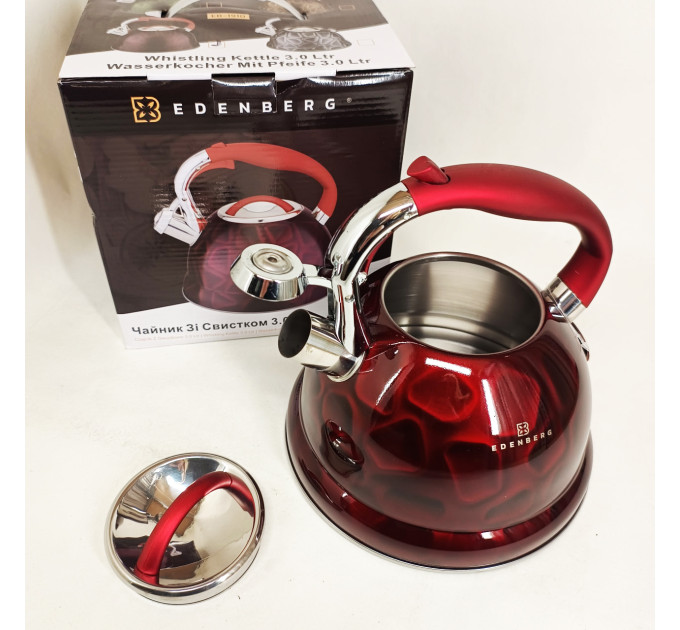 Чайник со свистком Edenberg EB-1910 с турбо индукционным дном 3л Red