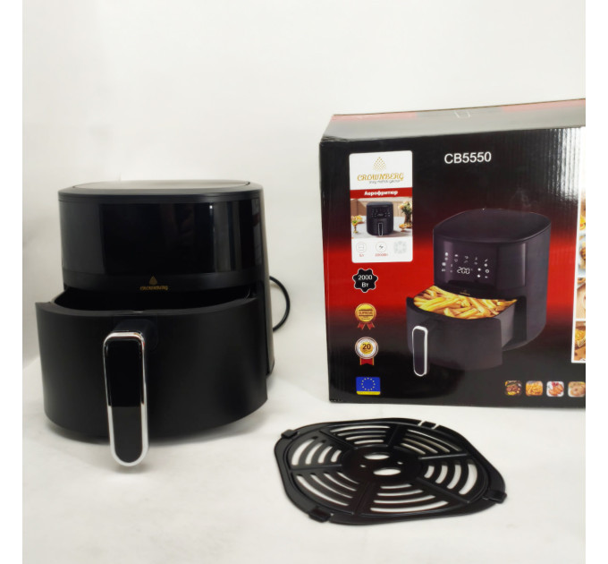 Аэрофритюрница без масла Crownberg CB-5550 2000Вт мультипечь с антипригарной чашей 5л и сенсорная