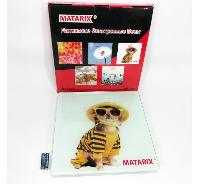 Весы напольные MATARIX MX-452 180 кг, Весы напольные для измерения массы тела электронные, собака