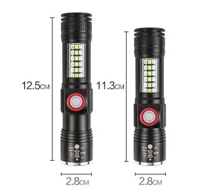 Ліхтар SY-1903C-P50+SMD+RGB Alarm, ЗУ USB, кишеньковий ліхтар із usb зарядкою, надпотужний ліхтарик
