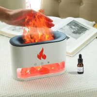 Лампа зволожувач повітря Docsal Flame 3 в 1 з соляним камінням, Портативний зволожувач лампа біла