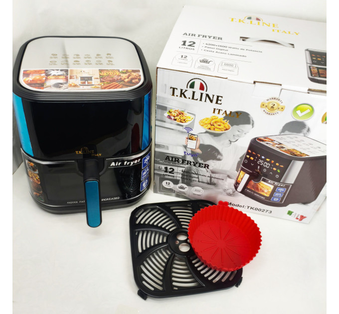 Аэрофритюрница T.K.Line TK00273 12 л с Wi-Fi Tuya Smart, 2 ТЭНами, LED-дисплеем и керамической чашей