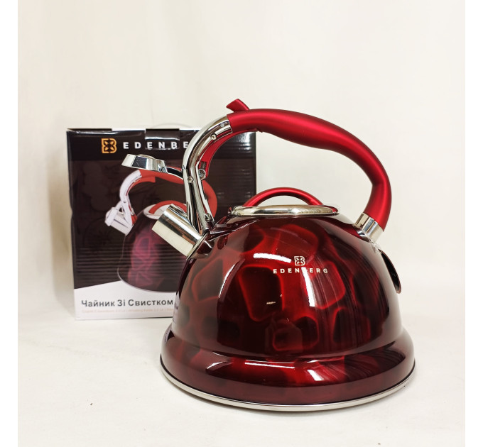 Чайник со свистком Edenberg EB-1910 с турбо индукционным дном 3л Red