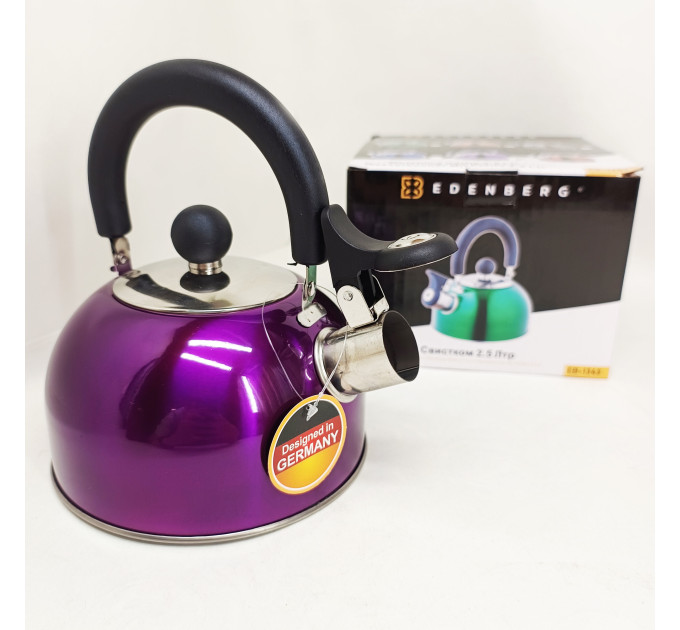 Чайник Edenberg EB-1346 із нержавіючої сталі зі свистком 2.5л Purple