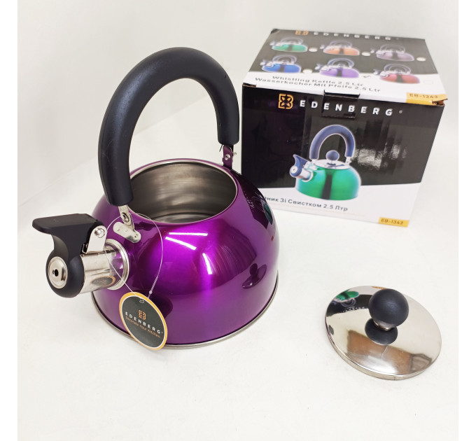 Чайник Edenberg EB-1346 із нержавіючої сталі зі свистком 2.5л Purple