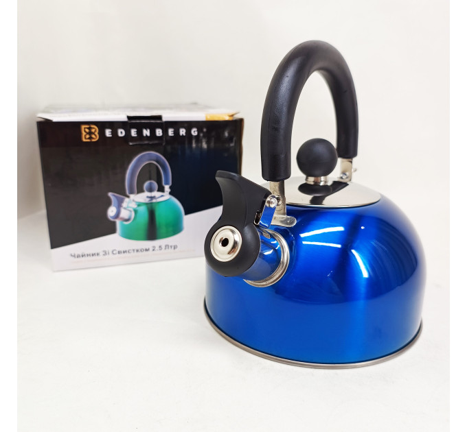 Чайник Edenberg EB-1346 із нержавіючої сталі зі свистком 2.5л Blue
