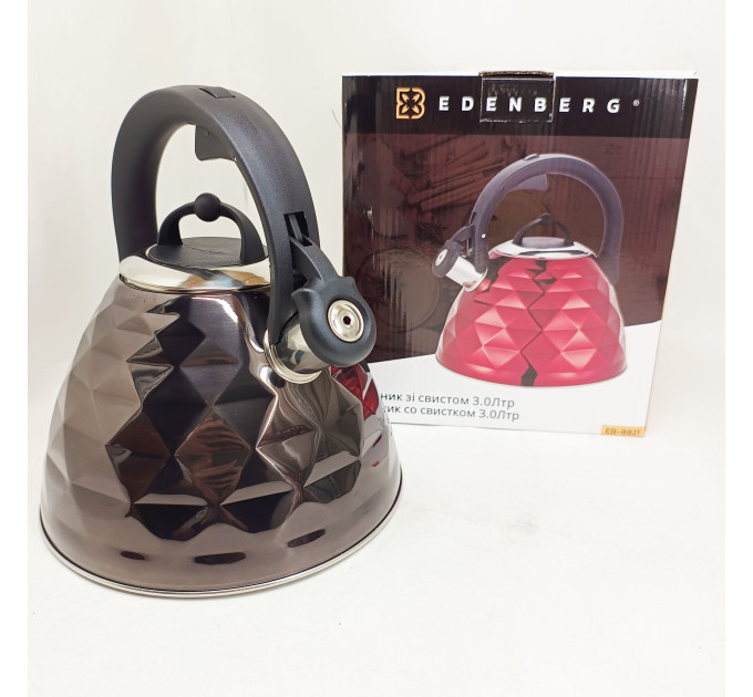Чайник із свистком Edenberg EB-8821 з турбо індукційним дном 3л Black