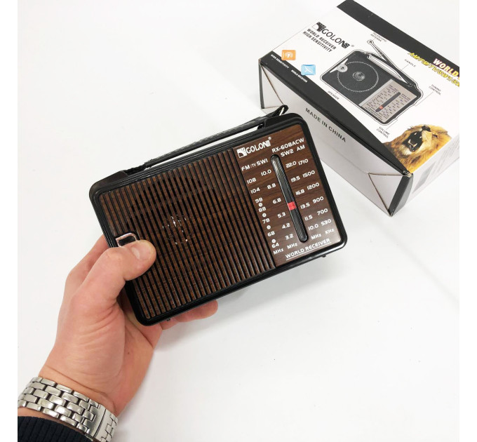 Радіоприймач GOLON RX-608 всехвильовий на батарейках + підтримка USB/microSD/MP3/WMA