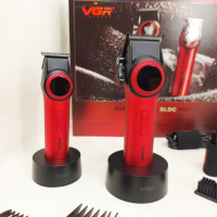 Набор VGR 2 в 1 V-001 V-977 RED, аккумуляторная машинка для стрижки и триммер. Цвет: красный