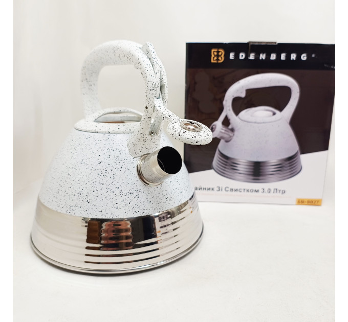 Чайник Edenberg EB-8827 нержавіюча сталь зі свистком 3л White