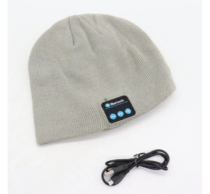 Портативная колонка ШАПКА с bluetooth наушниками SPS Hat BT True. Цвет: серый