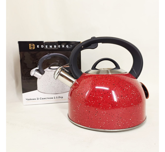 Чайник із свистком Edenberg EB-1440 з мармуровим покриттям 2.5л Red