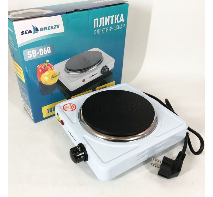 Настольная плита электрическая Sea Breeze SB-060, мощная настольная электроплита White